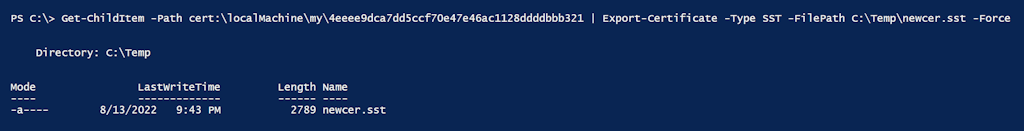 How To Export A Certificate From Powershell In Sst Format