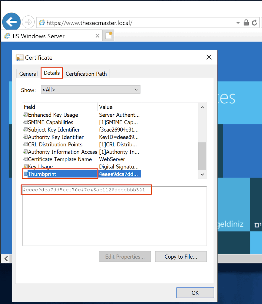 Read The Thumbprint Of The Certificate