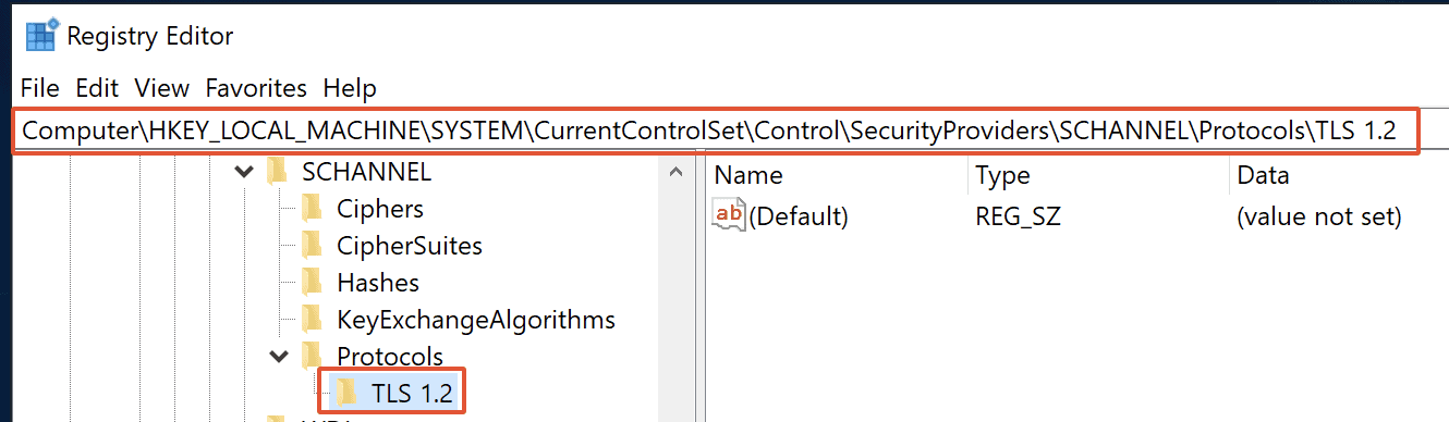 Rename The Registry Key Tls 1 2