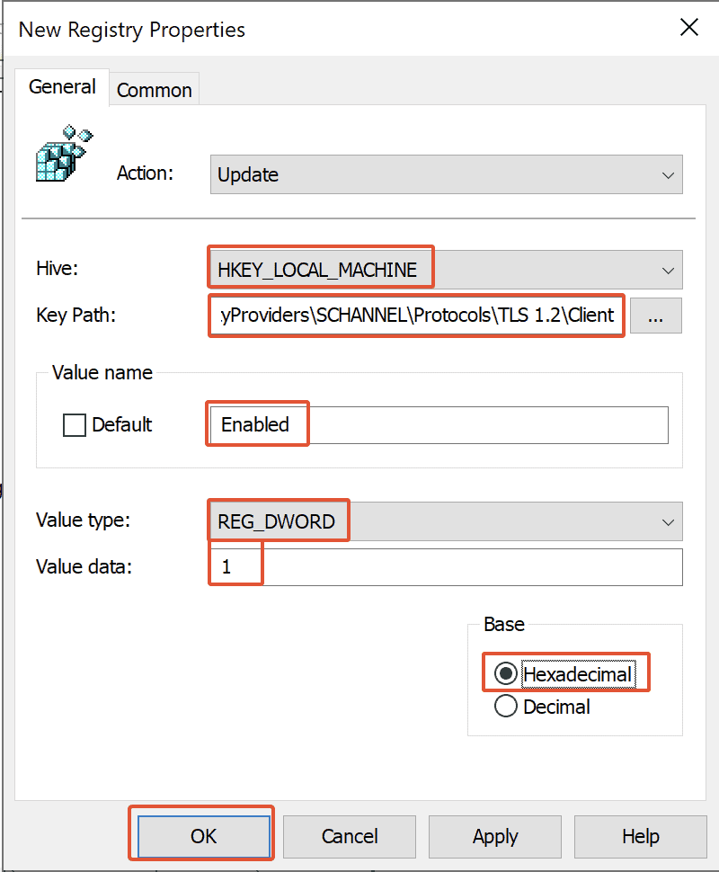 Update Registry Properties