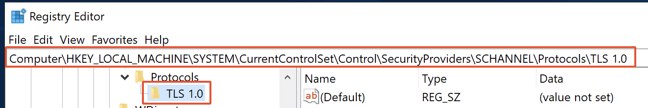 Rename The Registry Key Tls 1 0