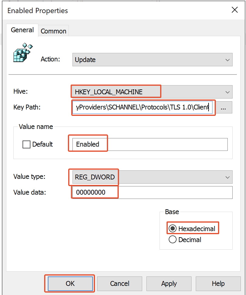 Update Registry Properties 1