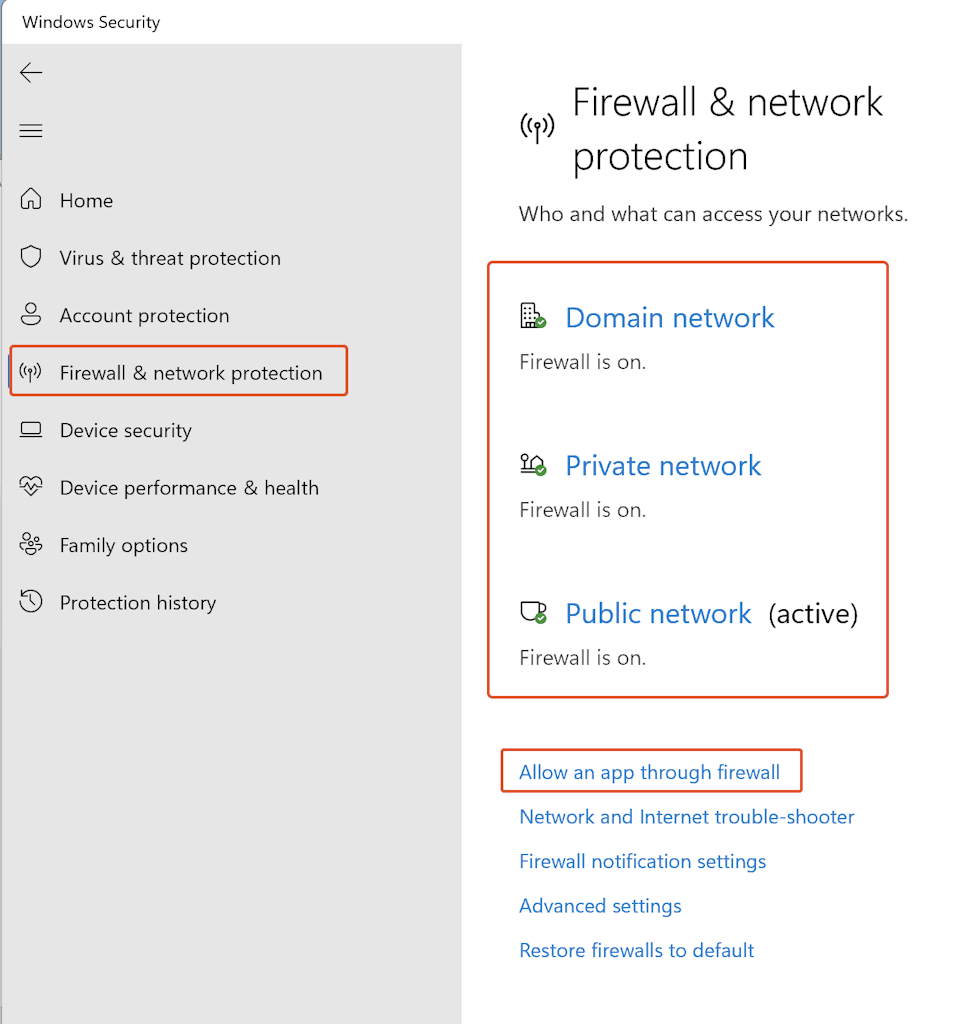 An Image To View Firewall Settings Under Windows Security