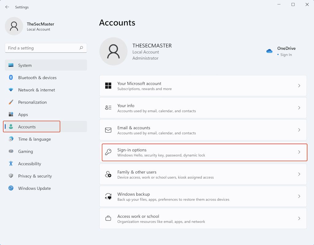 An Image To Configure Sign In Options Under Settings 1