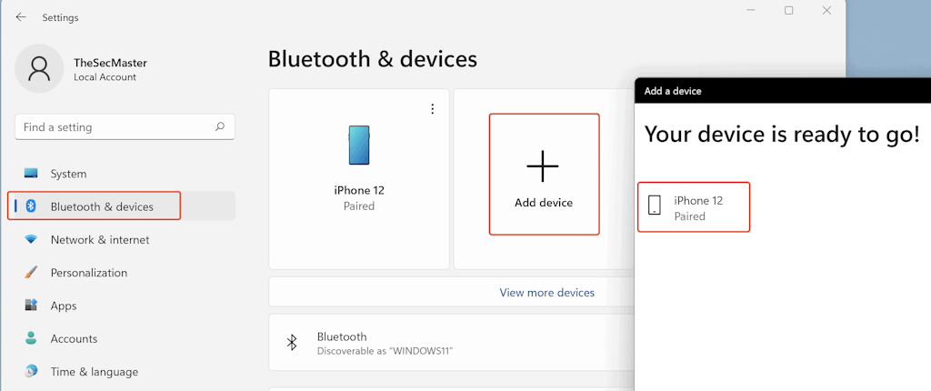 An Image To Connect Smartphone With Windows 11 System Using Bluetooth
