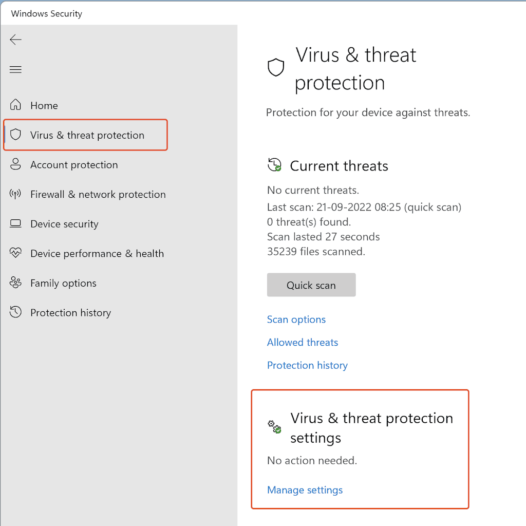 An Image To View Virus Threat Protection Under Windows Security