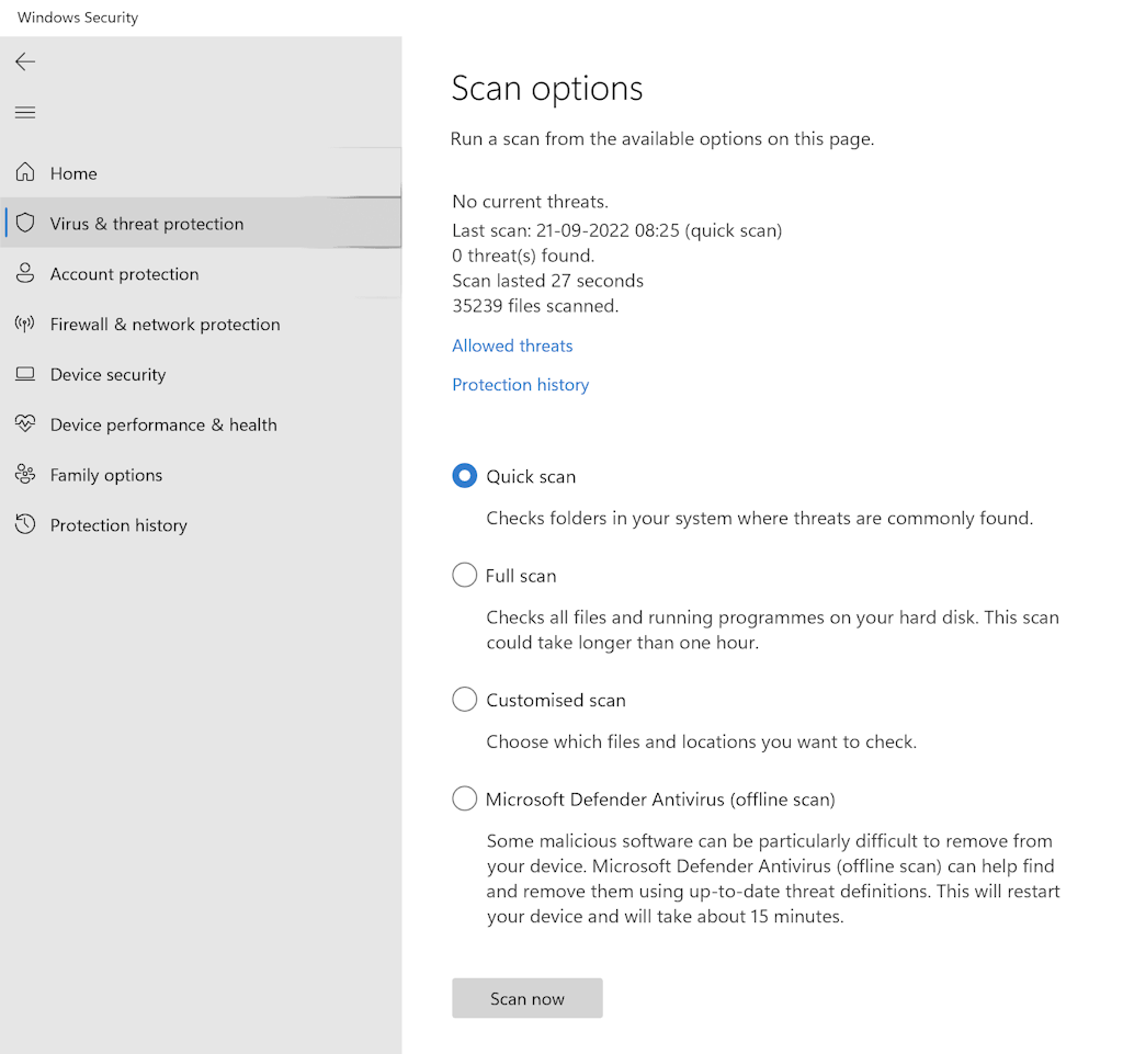 An Image To Select Available Options For E2 80 98virus Threat Protection Scan