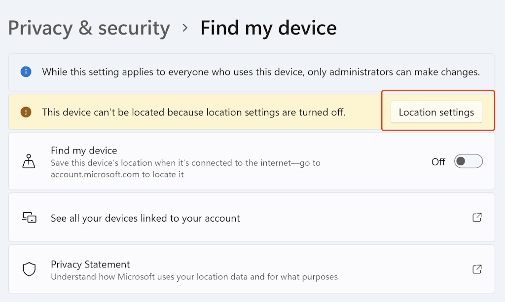 An Image To Enable Location Settings As A Pre Request To Configure Find My Device