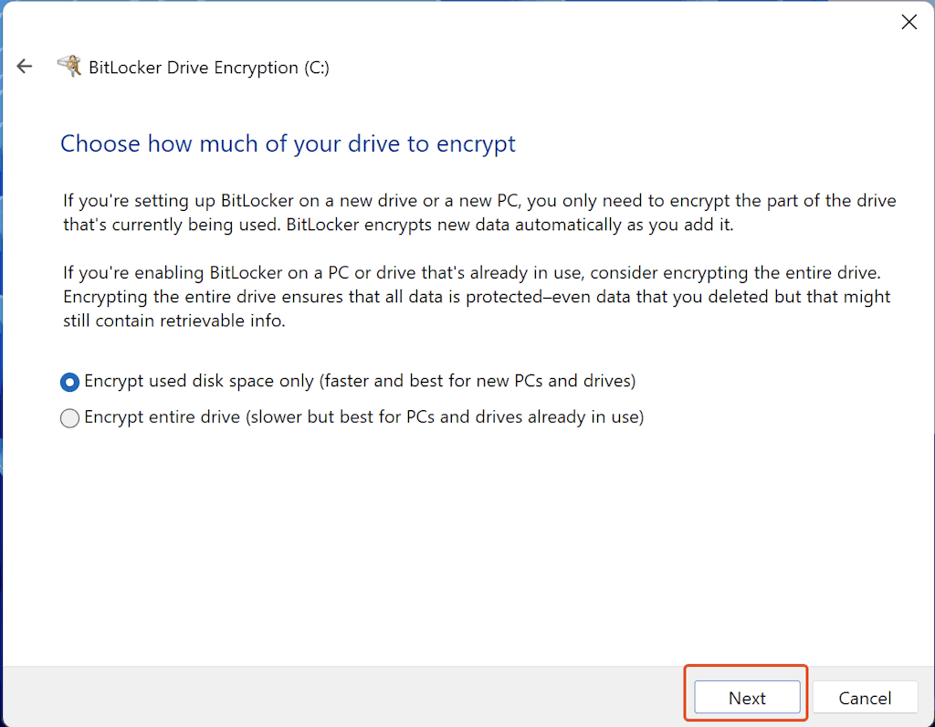 An Image To Choose The Encryption Method On The Drive