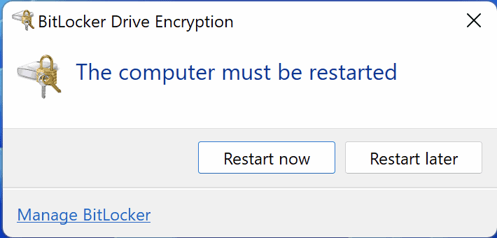 An Image To Restart The System To Complete Bitlocker Setup