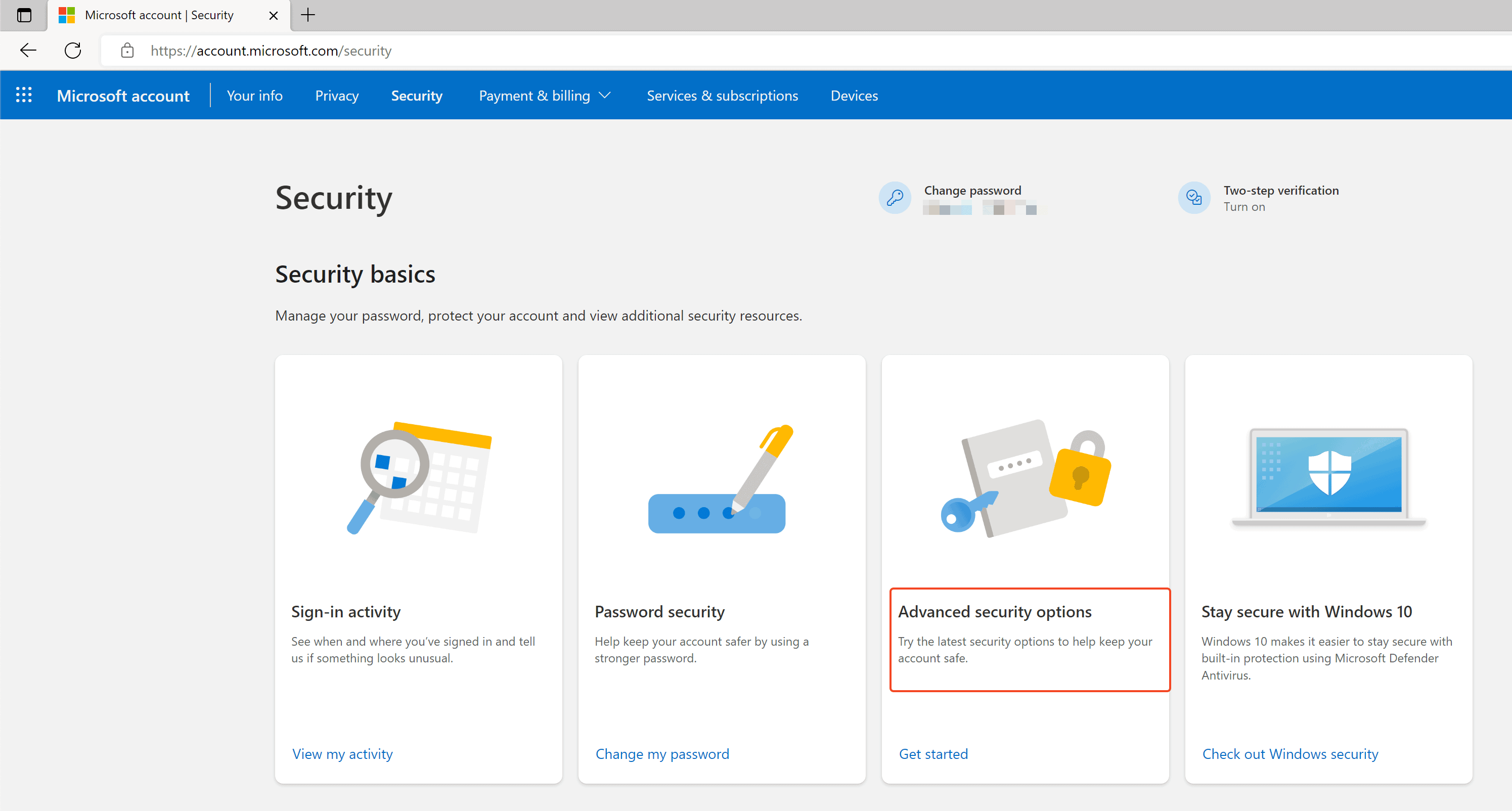 Advanced Security Options In Microsoft Account