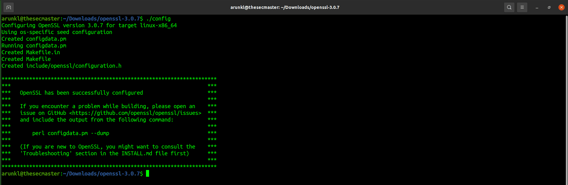 Manually Compile Openssl 3 0 7