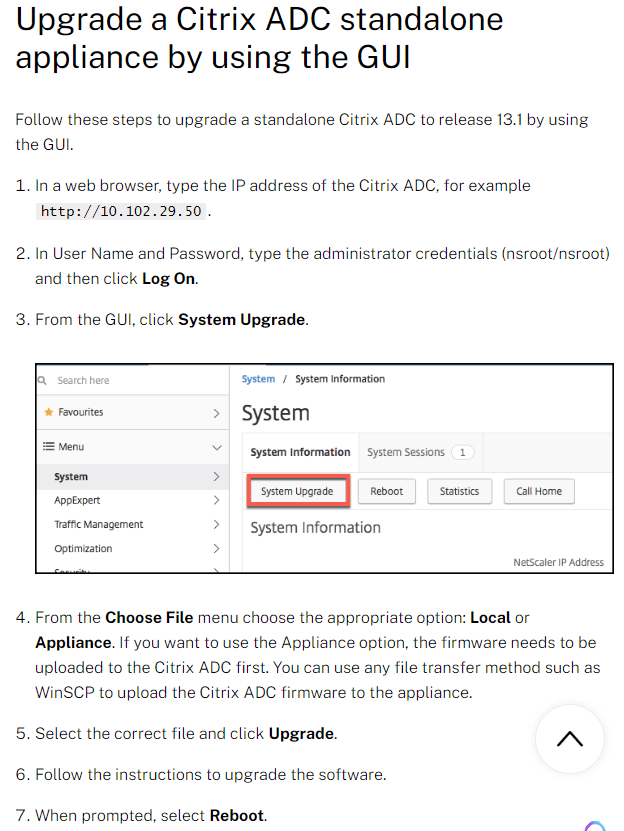 Upgrade A Citrix Adc Standalone Appliance By Using The Gui