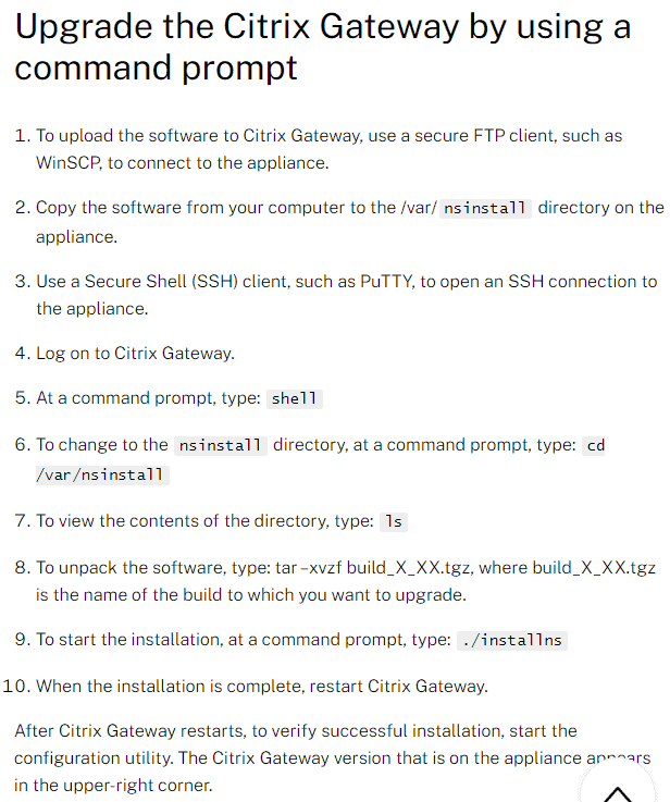 Upgrade The Citrix Gateway By Using A Command Prompt