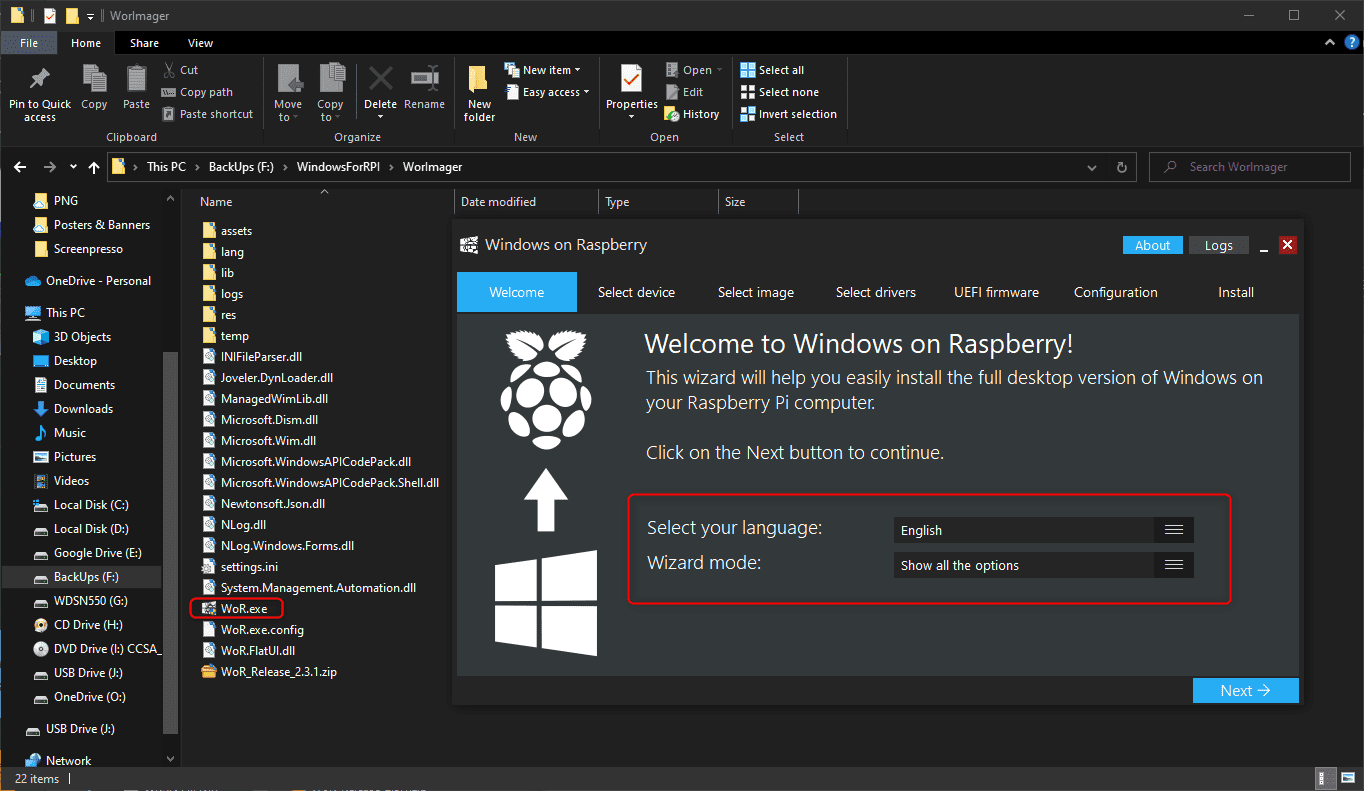 Download And Run The Windows On Raspberry Imager Tool