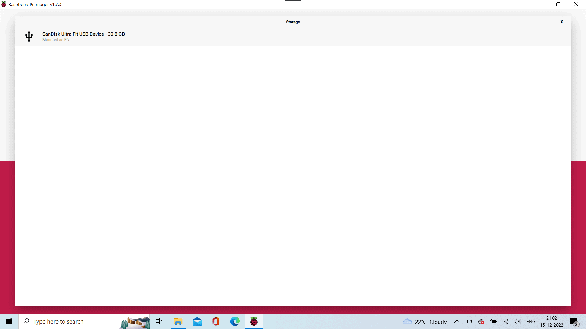 Choose The Storage Device On Raspberry Pi Imager Application