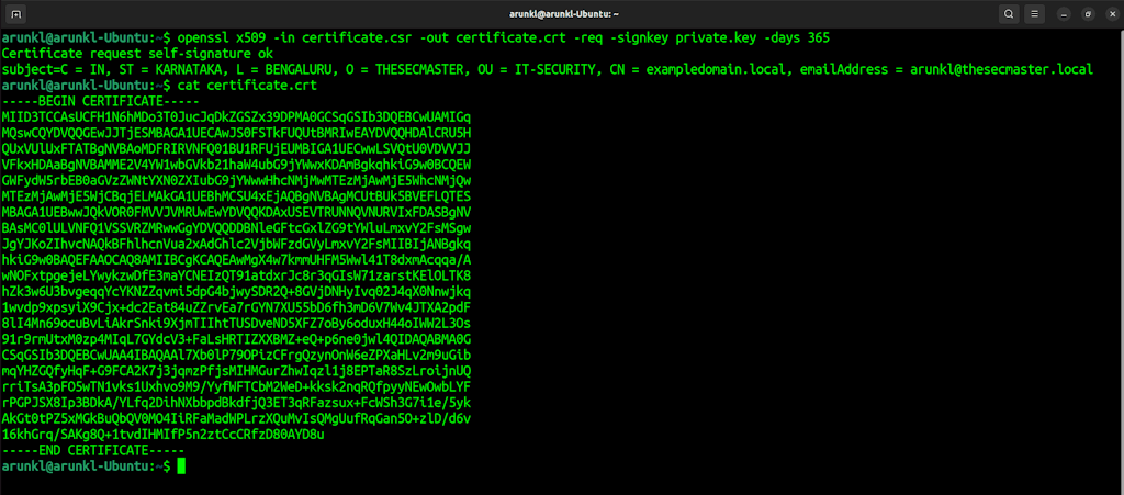 Openssl Command To Generate A Self Signed Certificate