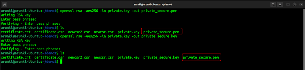 Openssl Command To Encrypt Or Add Passphrase To A Private Key