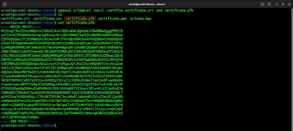 Openssl Commands To Convert A Certificate From Crt To Pkcs7