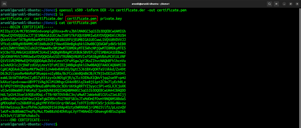 Openssl Commands To Convert A Certificate From Der To Pem