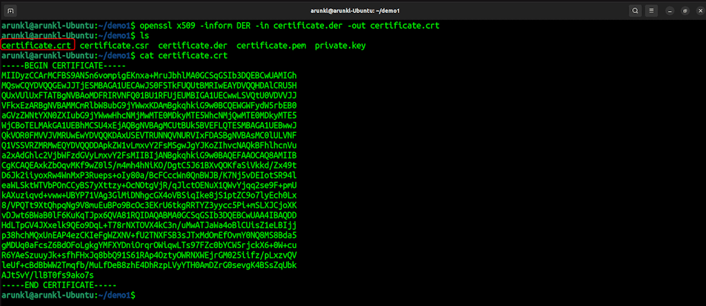 Openssl Commands To Convert A Certificate From Der To Crt