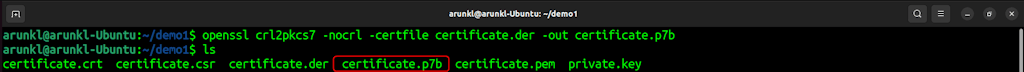 Openssl Commands To Convert A Certificate From Der To Pkcs7