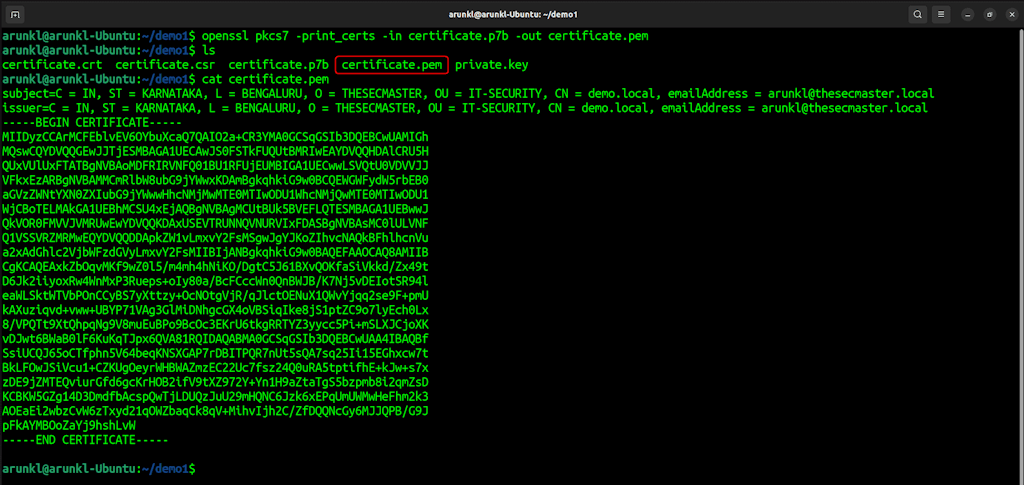 Openssl Commands To Convert A Certificate From Pkcs7 To Pem