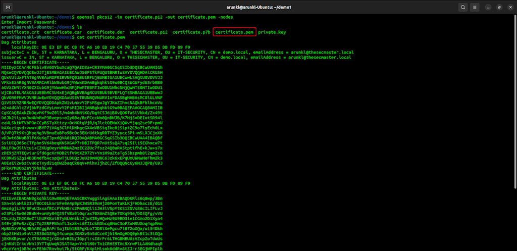 Openssl Commands To Convert A Certificate From Pkcs12 To Pem