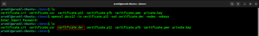 Openssl Commands To Convert A Certificate From Pkcs12 To Der