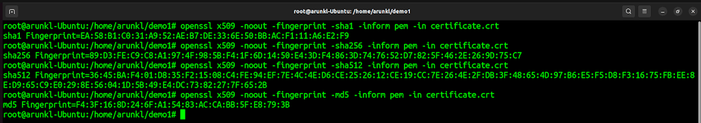 Openssl Commands To Check Hash Value Of A Certificate
