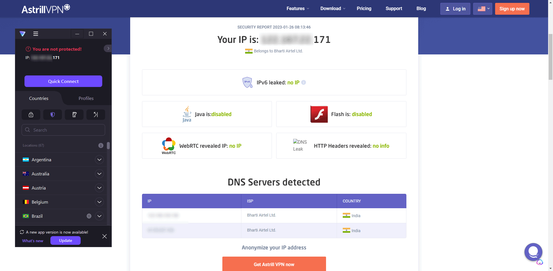 Run The Online Test Tools Disconnecting The Vpn