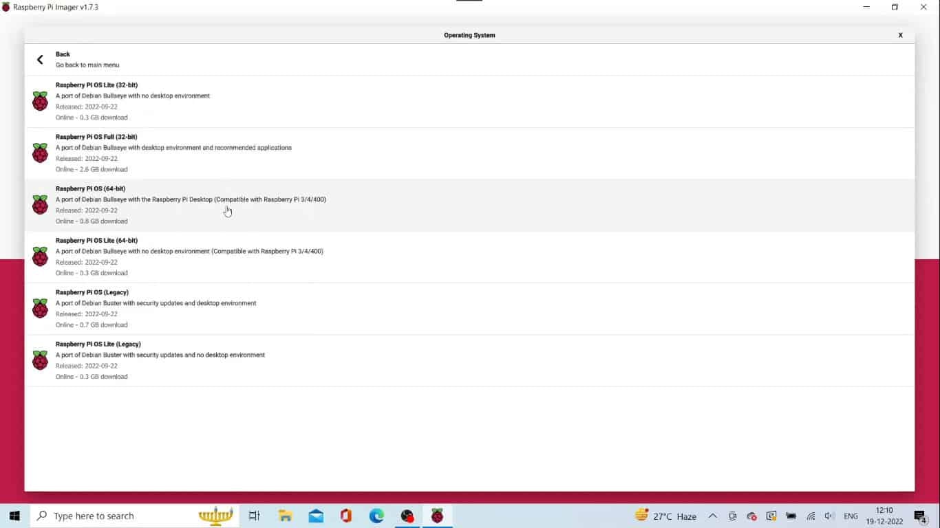 Choose Raspberry Pi Os Image On The Raspberry Pi