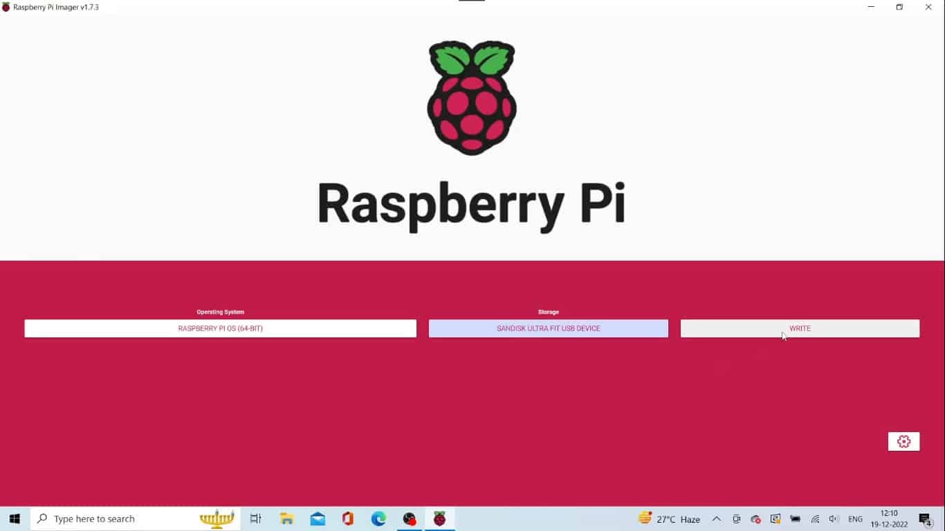 Write The Raspberry Pi Os Image To The Storage