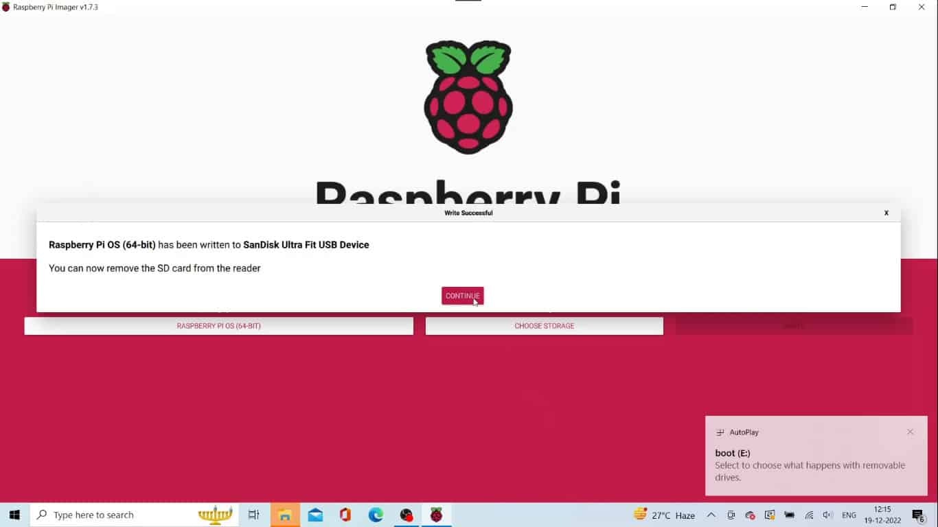 Raspberry Pi Os Image Is Written To The Usb Storage Drive