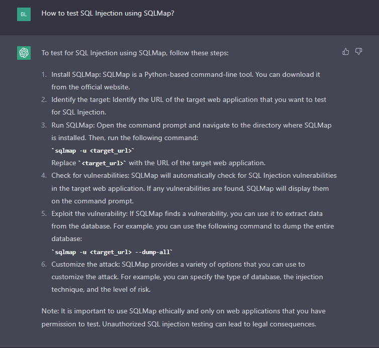 Sql Injection Using Chatgpt