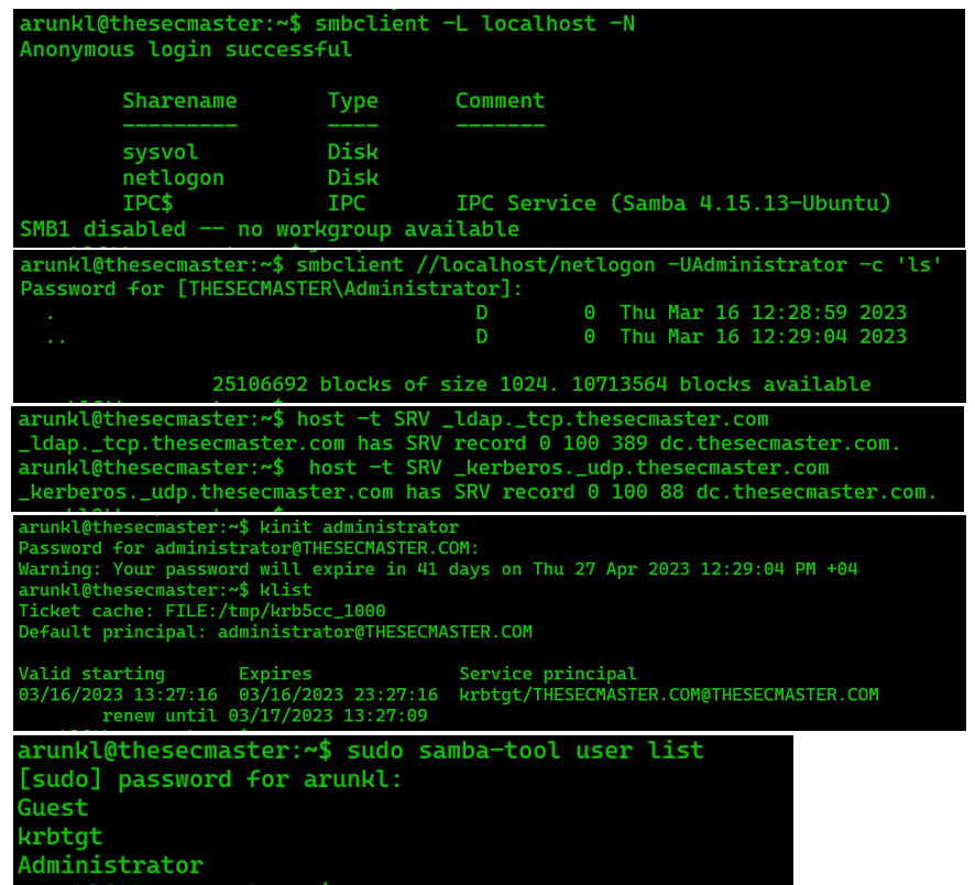 List The Samba Shares And Test Authentication With Administrator Account