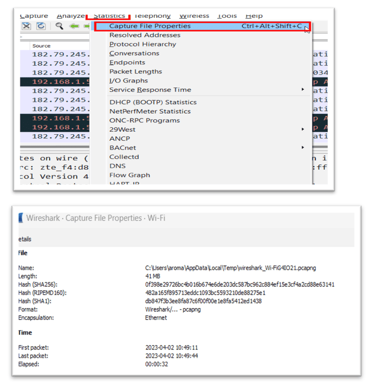 Capture File Properties Feature In Wireshark