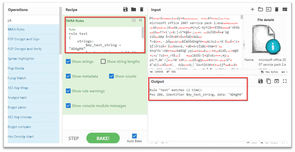 Submit Yara Rules To Identify Malicious Files In Cyberchef