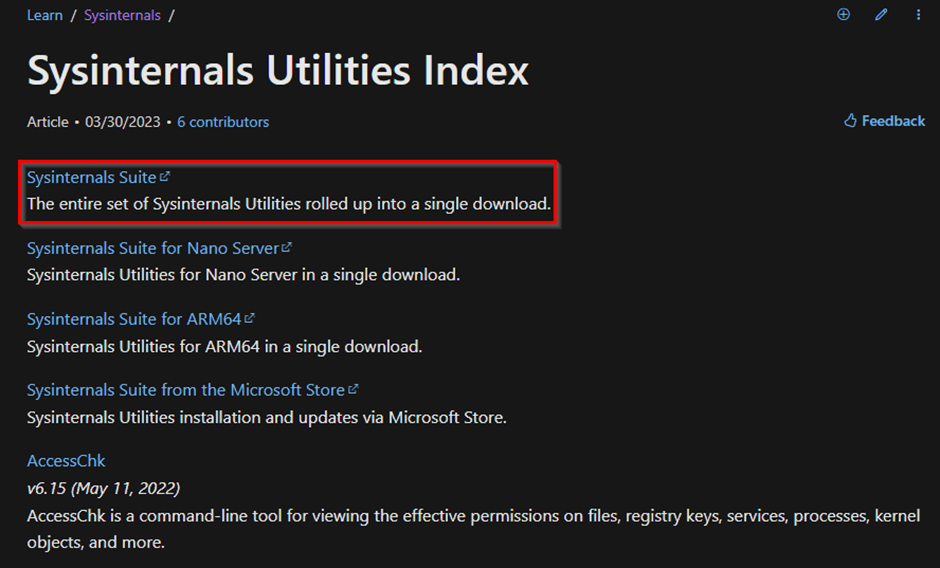 Download The Sysinternals Suite