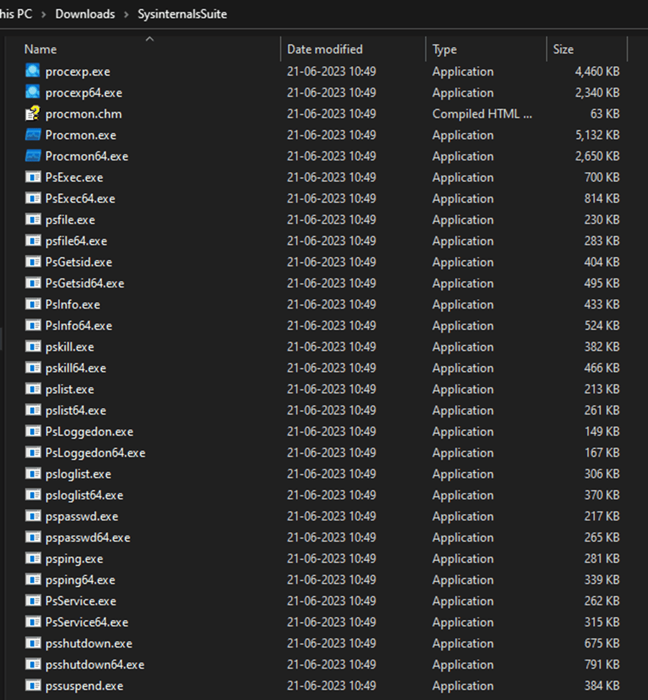 Extract The Utilities Of Sysinternals Suite