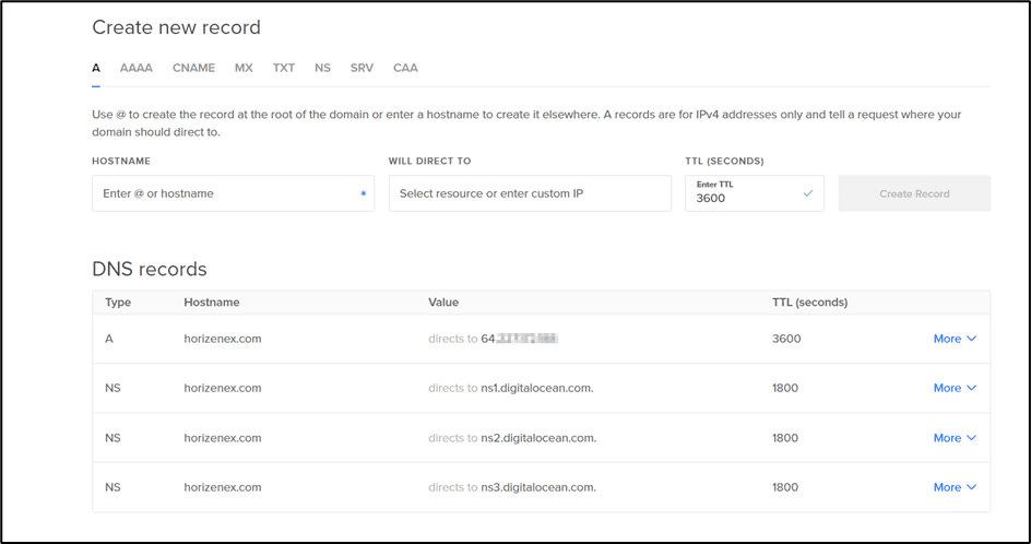 Create Ns And A Records