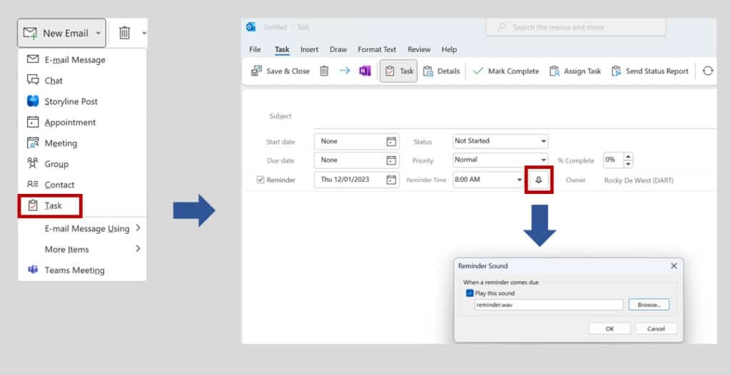 Setting Up Outlook Client To Play A Custom Sound When A Reminder Is Triggered On Windows