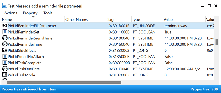 Screenshot Of Mfcmapi Showing The Value Of Extended Mapi Properties