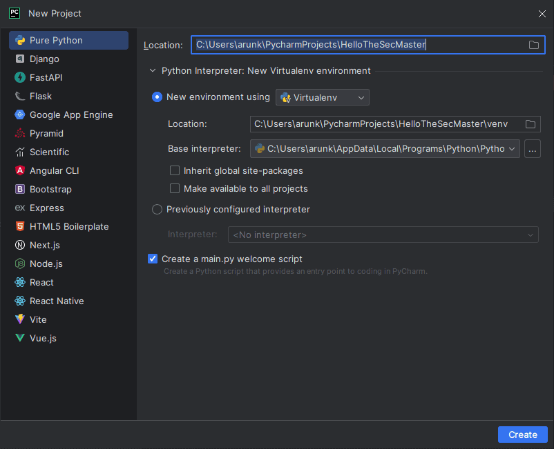 Create Your First Python Project