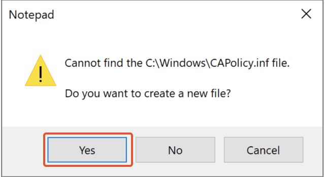 Prompt Creating Capolicy Inf File And Updating The Configuration