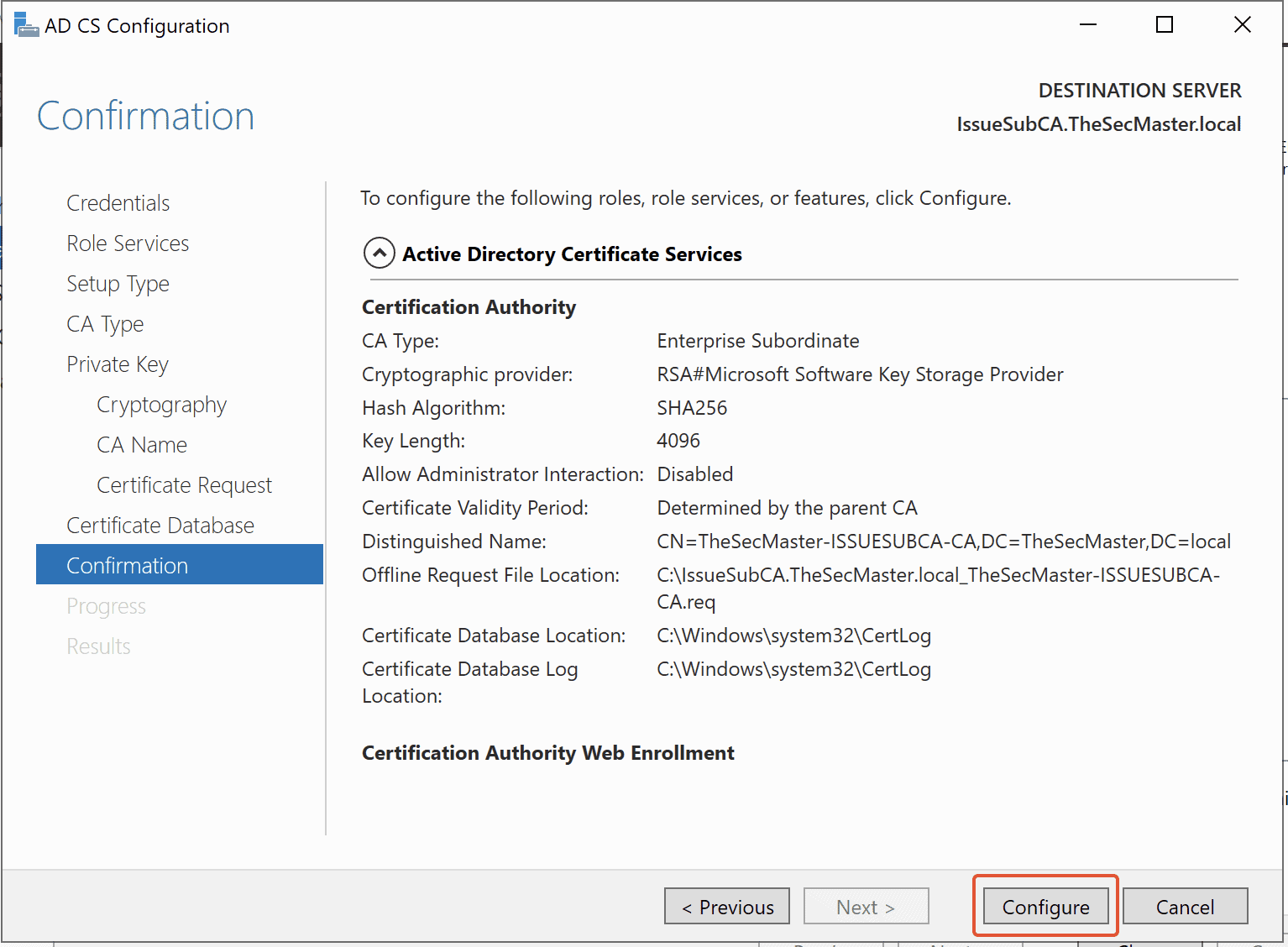 Verify The Summary Of The Configuration