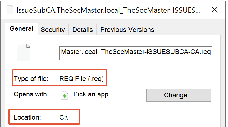 Certificate Request File In C Drive