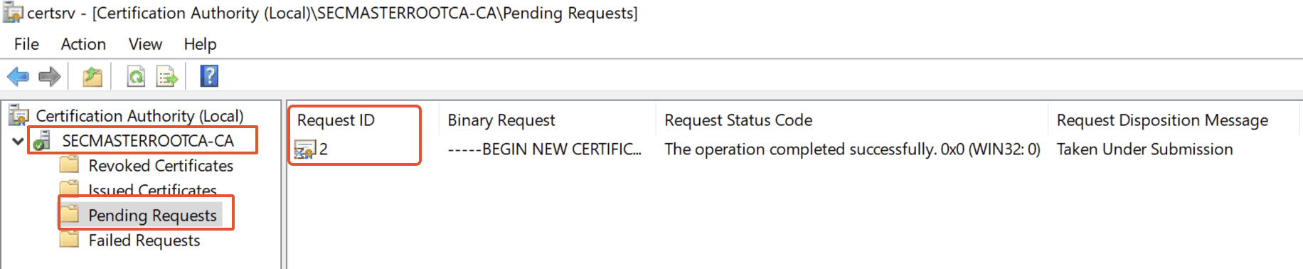 Certificate Requests In Pending Queue