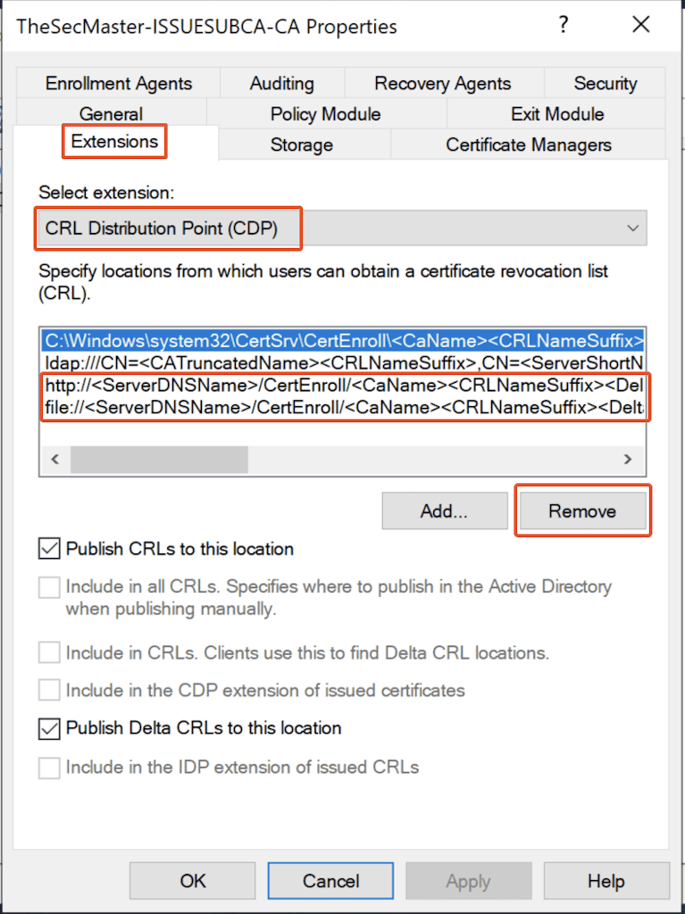 Modifying Cdp Configurations In Certification Authority Properties