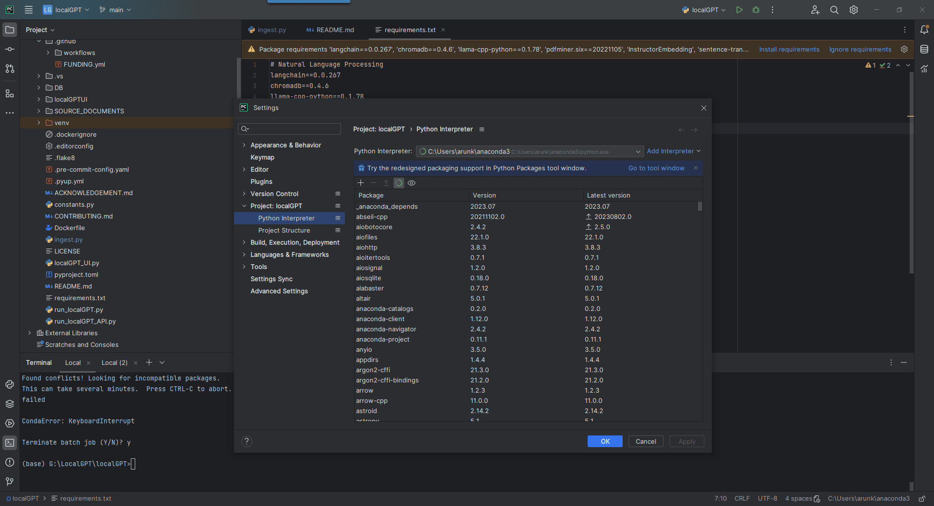 Change To Anacond Python Interpreter On Pycharm